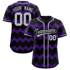 Black Purple Gray Ripple Authentic Baseball Jersey 1