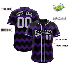 Black Purple Gray Ripple Authentic Baseball Jersey 2