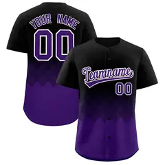 Black Purple Grid Blur Pattern Authentic Baseball Jersey