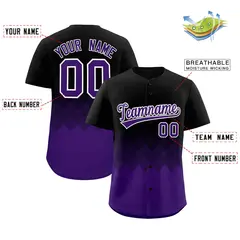 Black Purple Grid Blur Pattern Authentic Baseball Jersey 2