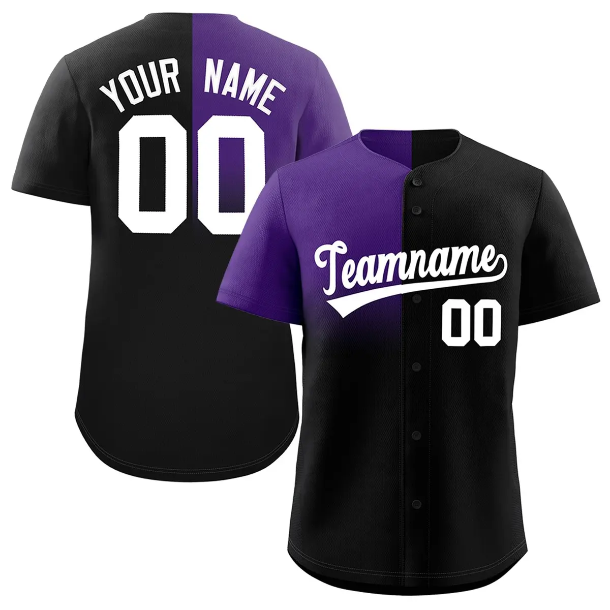 Black Purple Half Gradient Authentic Baseball Jersey