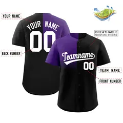 Black Purple Half Gradient Authentic Baseball Jersey 2