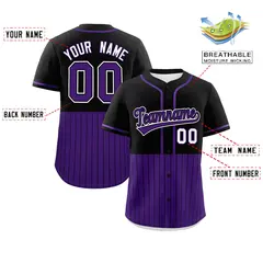Black Purple Half Stripe Authentic Baseball Jersey 2