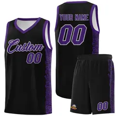 Black Purple Indians Pattern Basketball Uniform Jersey 1