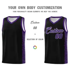 Black Purple Indians Pattern Basketball Uniform Jersey 3