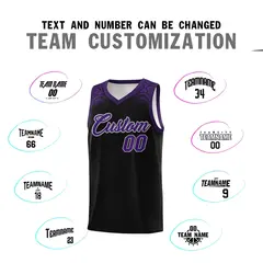 Black Purple Indians Print Basketball Jersey 4