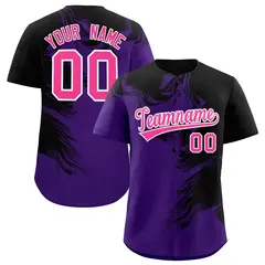 Black Purple Ink Pattern Authentic Baseball Jersey