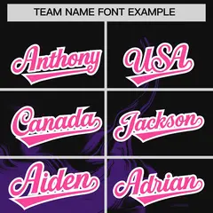 Black Purple Ink Pattern Authentic Baseball Jersey 3