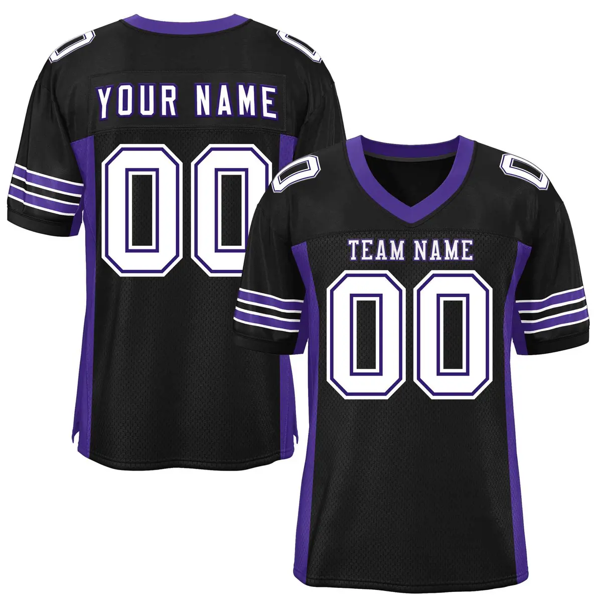 Black Purple Insert Color Mesh Authentic Football Jersey