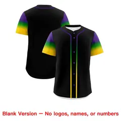 Black Purple Kelly Green Gold Gradient Mardi Gras Baseball Jersey 2