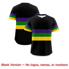 Black Purple Kelly Green Gold Mardi Gras Baseball Jersey 2