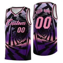 Black Purple Lightning Halftone Dot Basketball Jersey 1