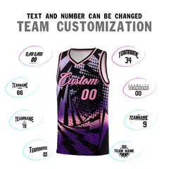 Black Purple Lightning Halftone Dot Basketball Jersey 4