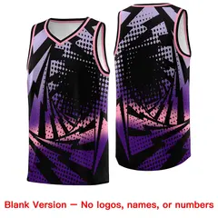 Black Purple Lightning Halftone Dot Basketball Jersey 6