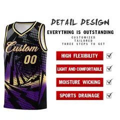 Black Purple Lightning Halftone Dot Wrinkle-Resistant Basketball Jersey 2