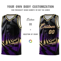 Black Purple Lightning Halftone Dot Wrinkle-Resistant Basketball Jersey 3