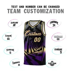 Black Purple Lightning Halftone Dot Wrinkle-Resistant Basketball Jersey 4