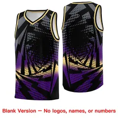 Black Purple Lightning Halftone Dot Wrinkle-Resistant Basketball Jersey 6