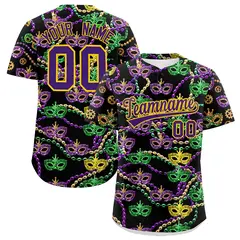 Black Purple Mardi Gras Authentic Baseball Jersey
