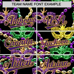 Black Purple Mardi Gras Authentic Baseball Jersey 4