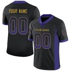 Black Purple-Old Gold Drift Fashion Mesh Football Jersey 1