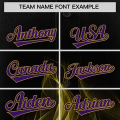Black Purple Old Gold Flame Graffiti Pattern Baseball Jersey 3