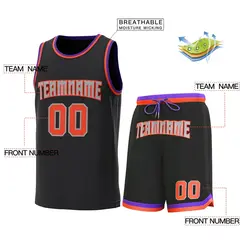 Black Purple-Orange Classic Sets Basketball Jersey 2