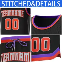 Black Purple-Orange Classic Sets Basketball Jersey 6