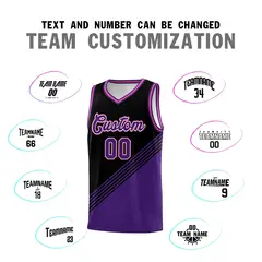 Black Purple Pink Diagonal Stripe Color Block Basketball Jersey 4