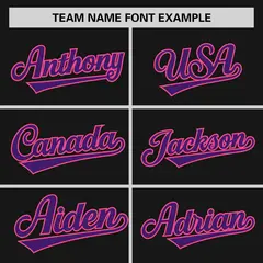 Black Purple-Pink Raglan Sleeves Authentic Baseball Jersey 3