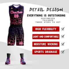 Black Purple-Pink Spotted Graffiti Basketball Jersey 2