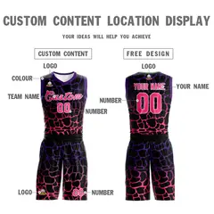 Black Purple-Pink Spotted Graffiti Basketball Jersey 3