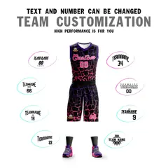 Black Purple-Pink Spotted Graffiti Basketball Jersey 4
