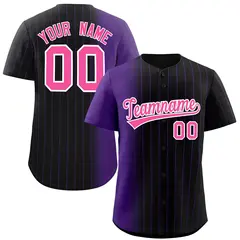 Black Purple Pinstripe Gradient Baseball Jersey