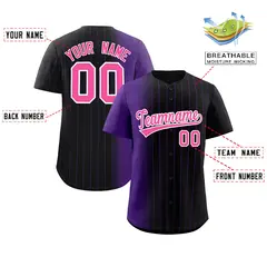 Black Purple Pinstripe Gradient Baseball Jersey 2
