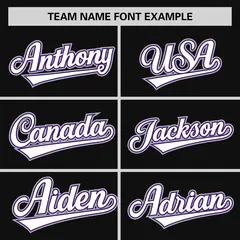 Black Purple Pinstripe Raglan Sleeves Baseball Jersey 3