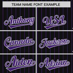 Black Purple Pinstripe Raglan Varsity Letterman Baseball Jacket 3