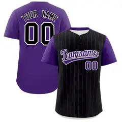 Black Purple Pinstripe Two-Tone Authentic Baseball Jersey 1