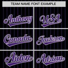 Black Purple Pinstripe Two-Tone Authentic Baseball Jersey 3
