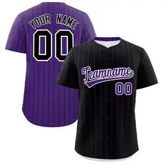Black Purple Pinstripe Two-Tone Authentic Baseball Jersey 1