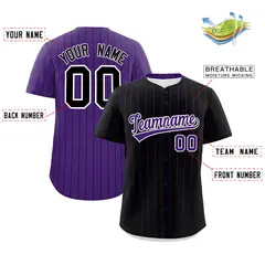 Black Purple Pinstripe Two-Tone Authentic Baseball Jersey 2