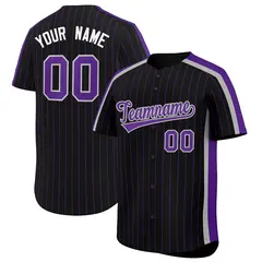 Black Purple Pinstripe Two-tone Side Baseball Jersey
