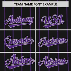 Black Purple Pinstripe Two-tone Side Baseball Jersey 3