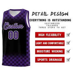 Black Purple Plaid Basketball Jersey for Teams 2