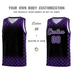 Black Purple Plaid Basketball Jersey for Teams 3