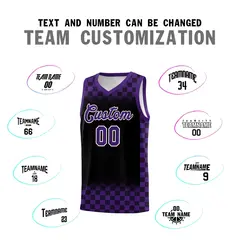 Black Purple Plaid Basketball Jersey for Teams 4