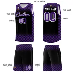 Black Purple Plaid Basketball Jersey for Teams 5