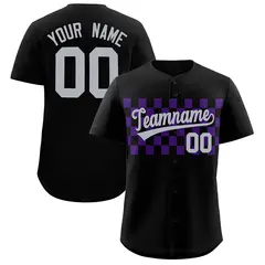 Black Purple Plaid Fashion Authentic Baseball Jersey