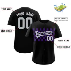 Black Purple Plaid Fashion Authentic Baseball Jersey 2