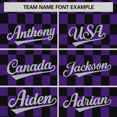 Black Purple Plaid Fashion Authentic Baseball Jersey 3